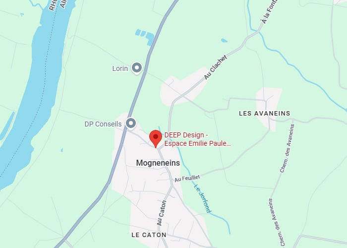 Localisation DEEP Design Mogneneins | Carte Rhône Carte localisant DEEP Design - Espace Emilie Paule à Mogneneins, près de Lorin et DP Conseils, avec le Rhône à l'ouest et Les Avaneins au nord-est.